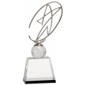 Crystal Award with Silver Metal Oval Star 